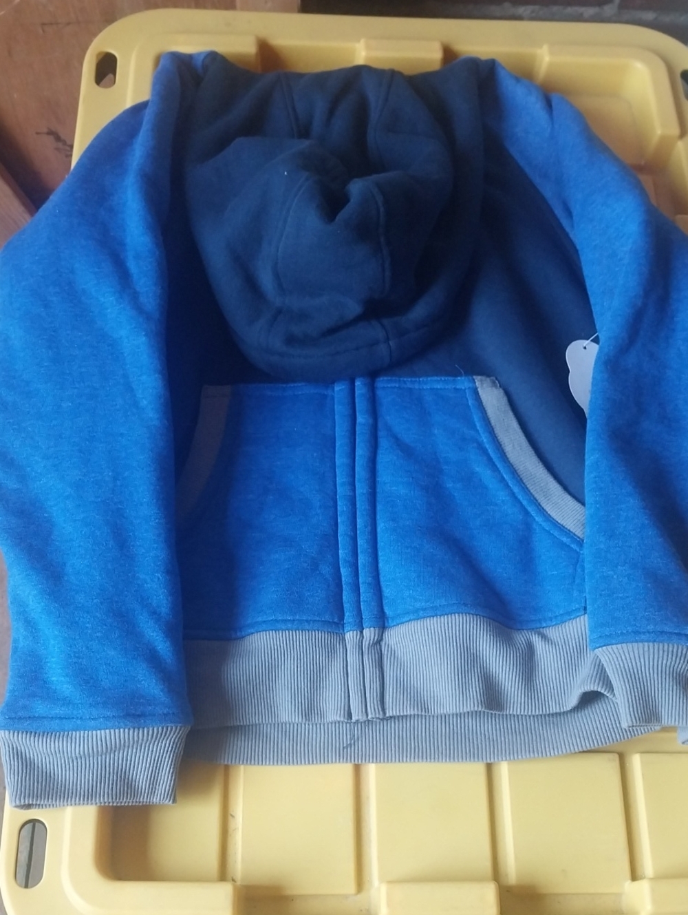 wonder nation Blue Hooded Zip Sweatshirt with Gray Trim